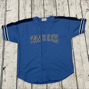 Vintage 90s New York Yankees Blue MLB Baseball Starter Sports Stitched Jersey